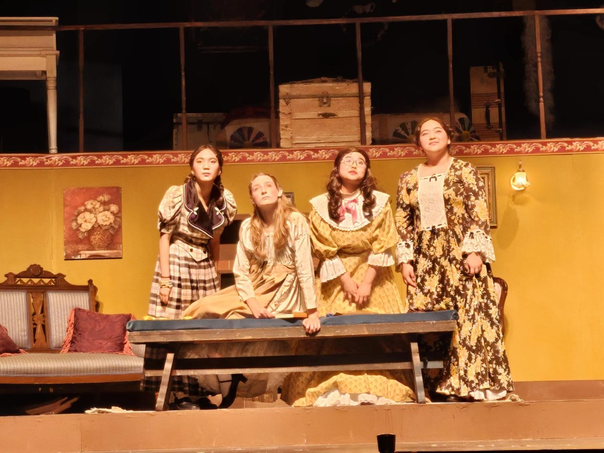 From left to right: Jo (Reyna Padillo), Amy (Cheyanne Tongas), Meg (Chloe Chung), and Beth (Malia Murga),  in awe at their neighbor, Lori’s (Anthony Porras), giant house. 
