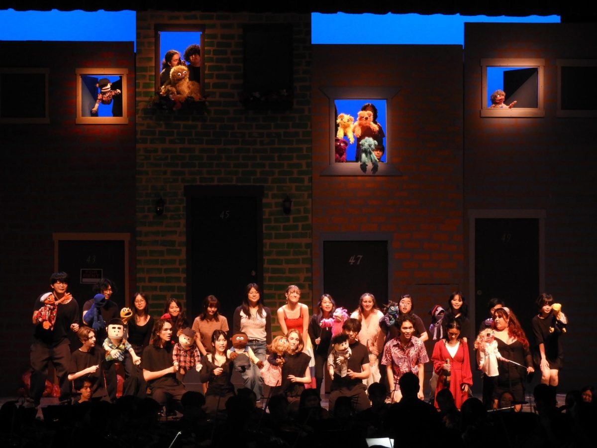 The cast of Avenue Q during the final number.